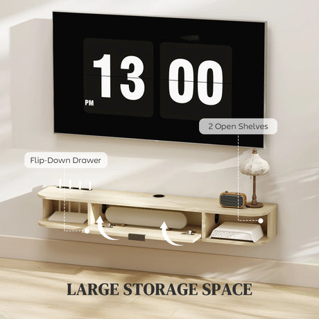 HOMCOM 120 cm Floating TV Unit for TVs up to 50 Inch - Natural