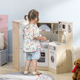 HOMCOM Kids Kitchen Playset, with Accessories, Storage Space