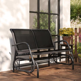 Outsunny 2-Person Outdoor Glider Bench Patio Double Swing Gliding Chair Loveseat w/Power Coated Steel Frame for Garden Patio Porch, Black