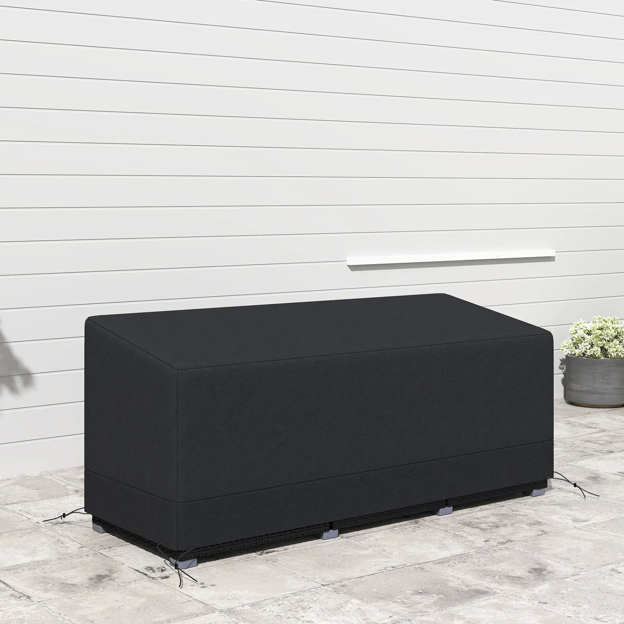 Outsunny Rectangular Patio Garden Furniture Cover Waterproof for 3 Seater Sofa Bistro Set, UV Resistant Protection 600D Oxford Fabric Rattan Lounge Clean Cover, 190 x 72 x 76cm, Black