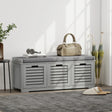 HOMCOM 3-Drawer Shoe Storage Bench - Grey