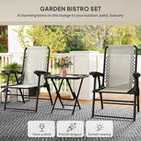 Outsunny Three-Piece Garden Table and Chair Set - Cream White