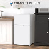 HOMCOM 88L Under Counter Fridge Freezer, Small Refrigerator with 5-Setting, 3 Star Freezer Rating, White