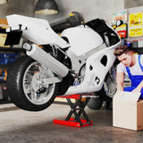 DURHAND 500KG Motorcycle Lift Scissor Jack, Height Adjustable Motorbike Stand with Anti-Slip Wide Deck, Heavy Duty Steel Motorbike Repair Lift Hoist Stand for Home Garage, Red