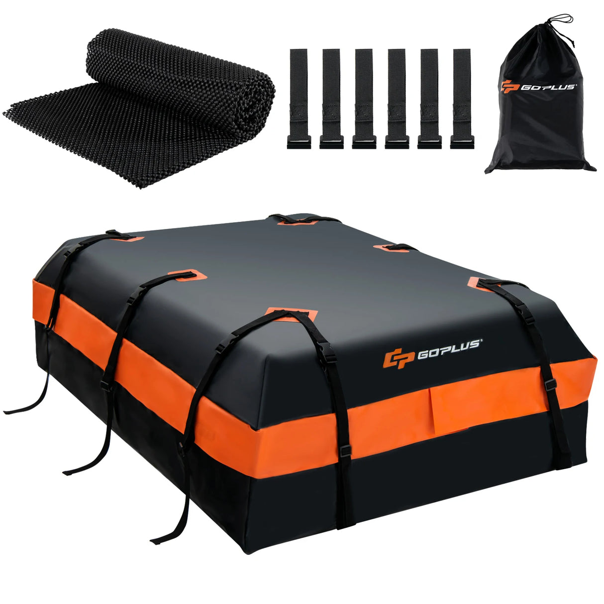 Waterproof roof box with 600 L capacity for all vehicles 132x100x43cm Black+Orange