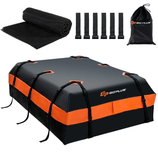 Waterproof roof box with 600 L capacity for all vehicles 132x100x43cm Black+Orange