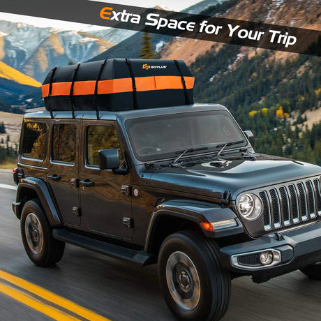 Waterproof roof box with 600 L capacity for all vehicles 132x100x43cm Black+Orange