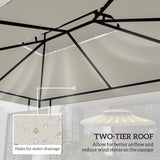 Outsunny 3x4m Gazebo Replacement Roof Canopy 2 Tier Top UV Cover Garden Patio Outdoor Sun Awning Shelters Cream (TOP COVER ONLY)