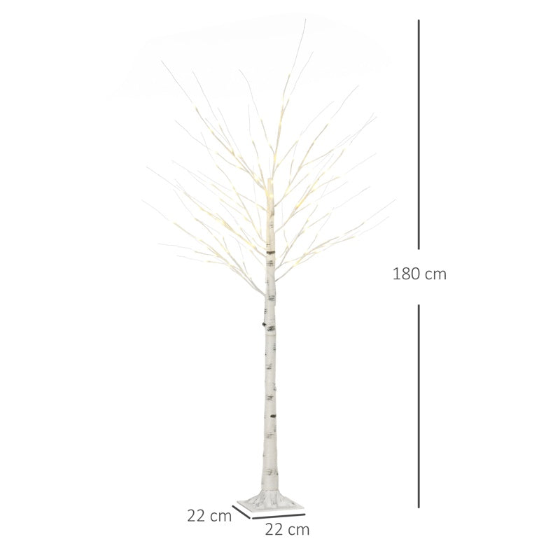 HOMCOM 6ft Artificial White Birch Tree Light with Warm White Pre-Lit LED Light for Indoor and Covered Outdoor Use