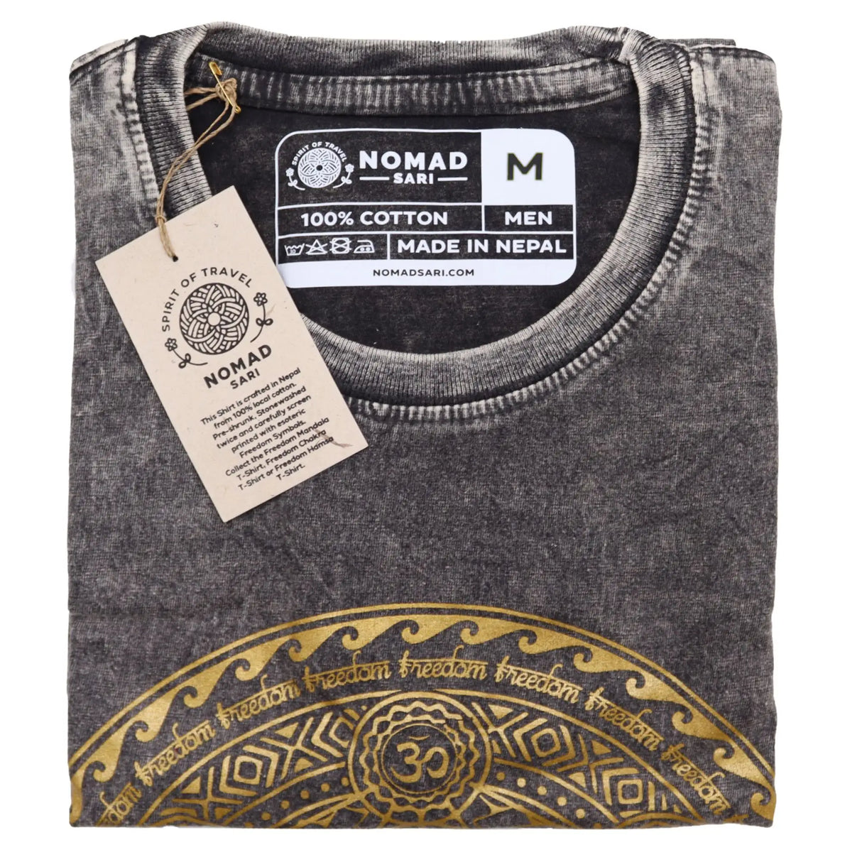 Nomad Sari Stonewashed Cotton T-Shirt  Chakra  Dark Grey  Medium