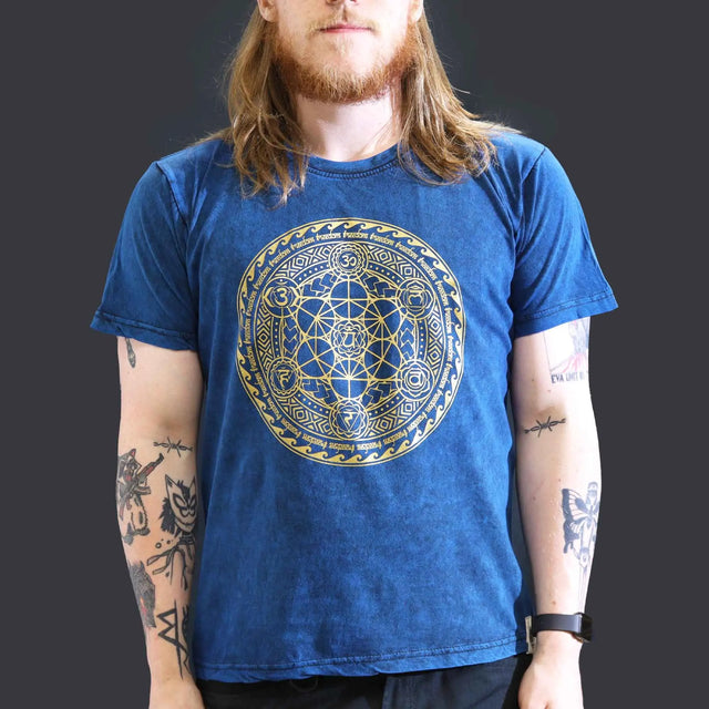 Nomad Sari Stonewashed Cotton T-Shirt  Chakra  Blue  Large