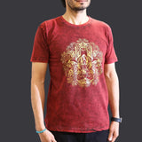 Nomad Sari Stonewashed Cotton T-Shirt  Hamsa  Maroon  Medium