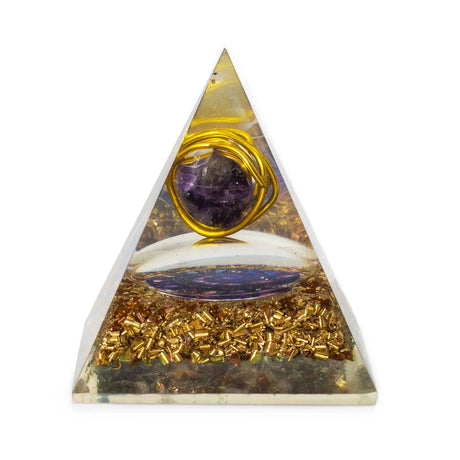 Med Organite Pryamids 7x6cm - Wrapped Amythist - Copper Chips