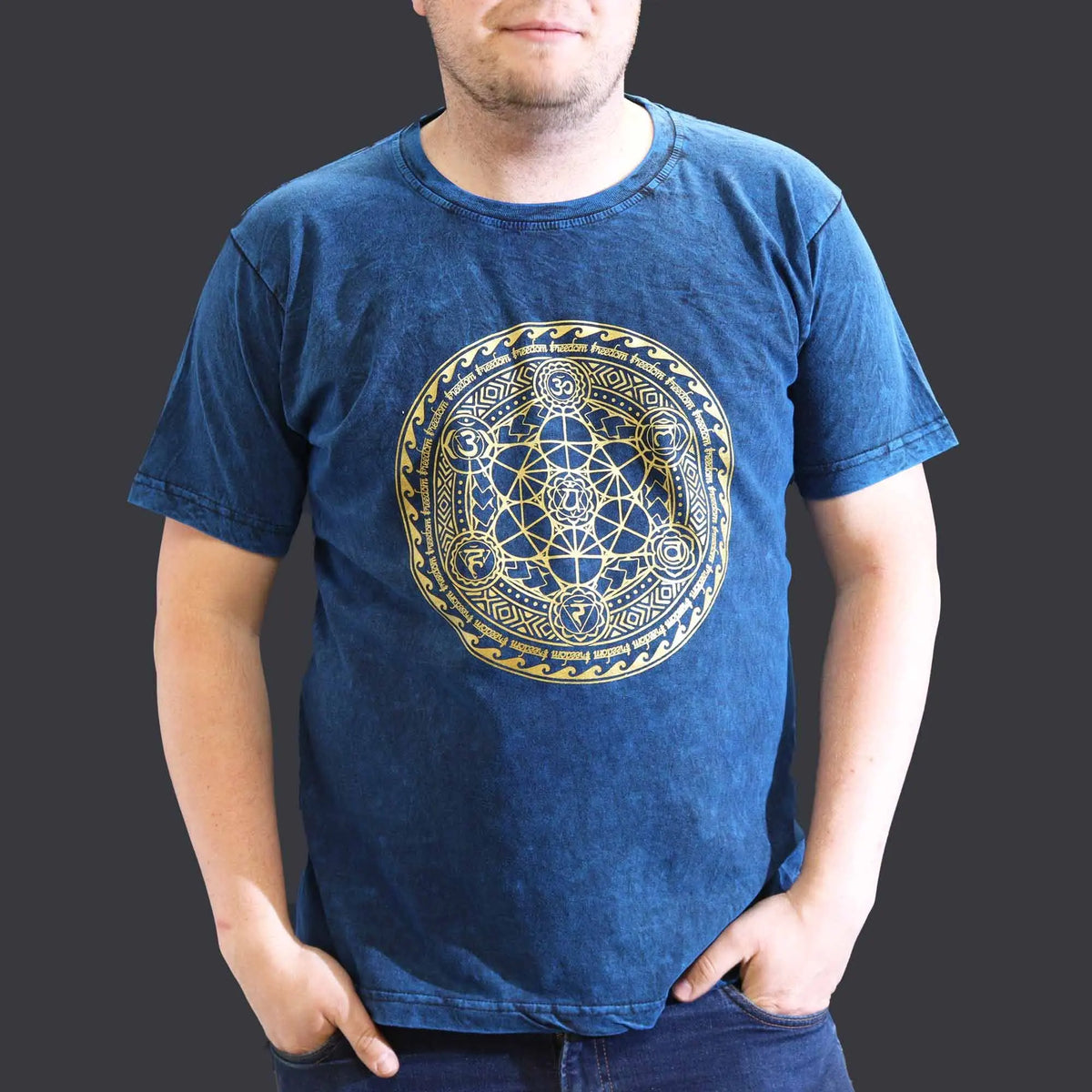 Nomad Sari Stonewashed Cotton T-Shirt  Chakra  Blue  XL
