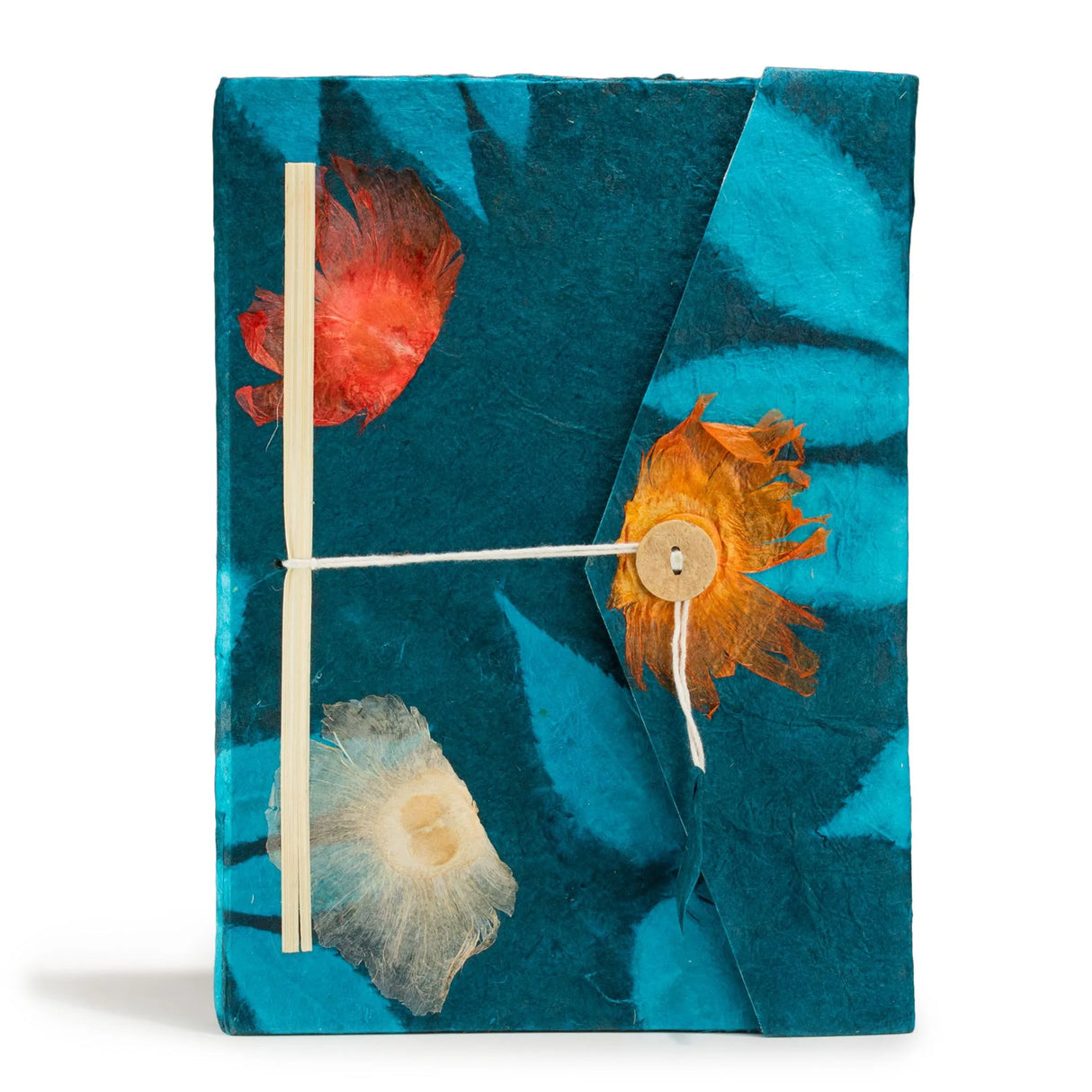 Lokta Bold Floral Notebook  Large (21x15cm)  45 Leaves  Includes Bookmark  Midnight Blue