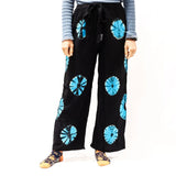 Japanese Style Lounge Pants - Black & Blue - L