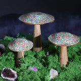 Large Wooden Mushroom - Mediterranean Tile Pattern