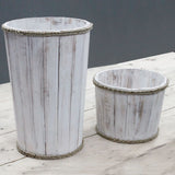 Small Wooden Storage Tub  Whitewash