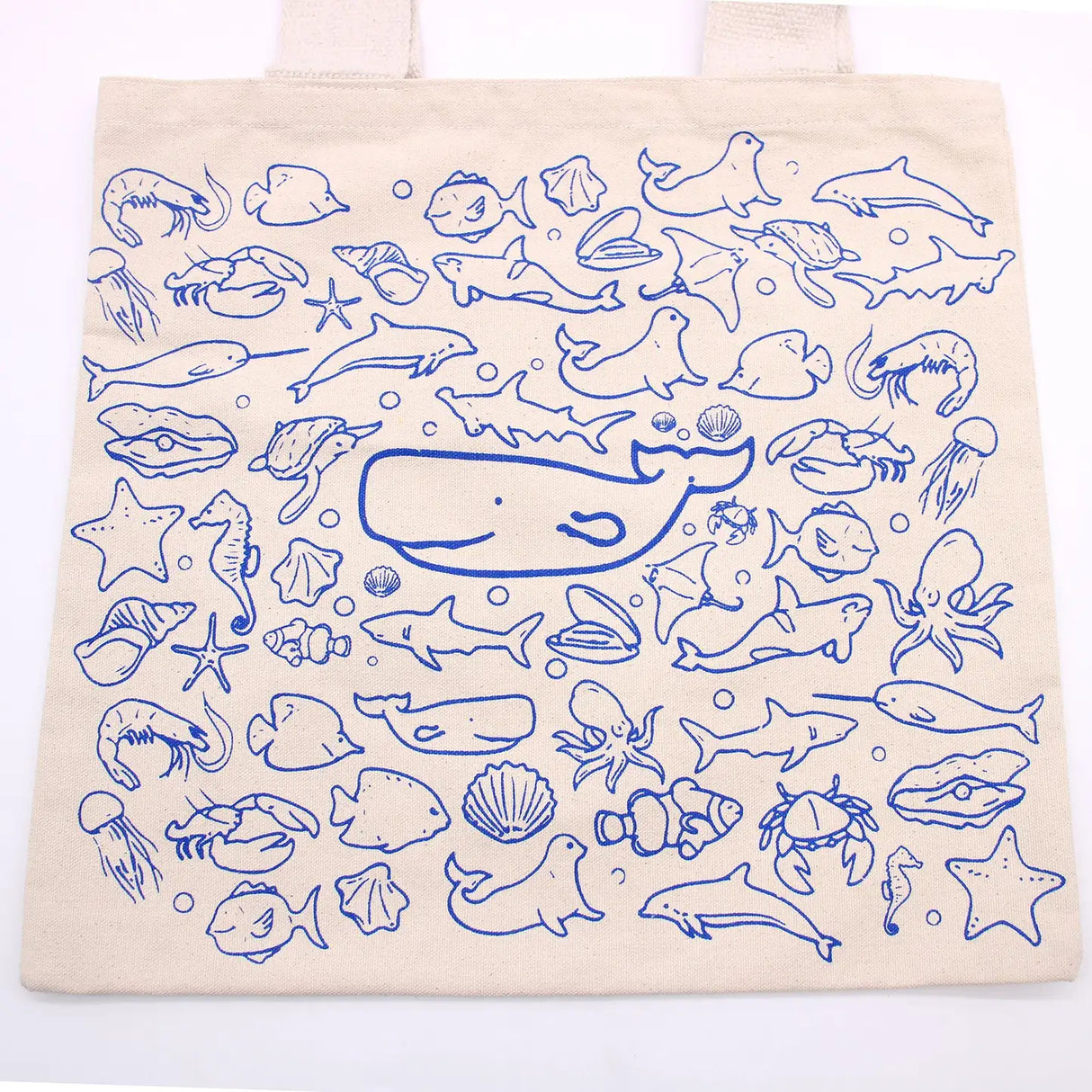 Big Cotton Shopping Bag - 38x42cm - Sea Life - 10oz