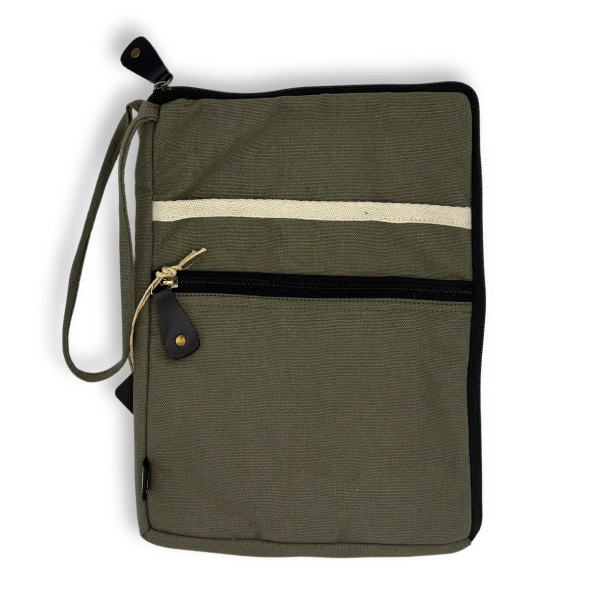 Canvas Large Laptop Pouch - Olive