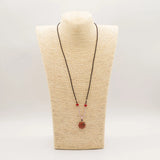Cord Necklace Gemstone Pendant - Carnelian Sun Face