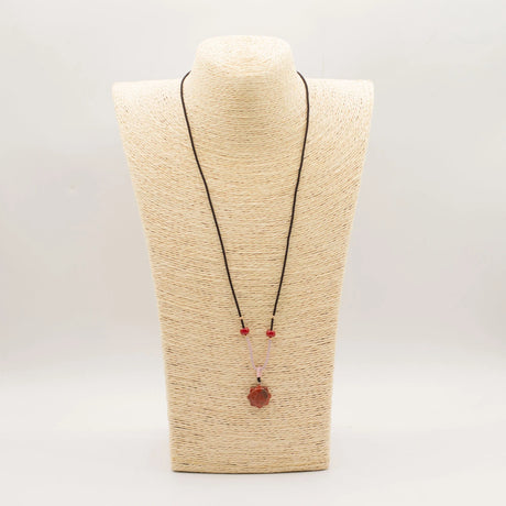 Cord Necklace Gemstone Pendant - Carnelian Sun Face
