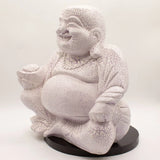 Laughing Buddha Lamp Lavender Crackle - Round Stand