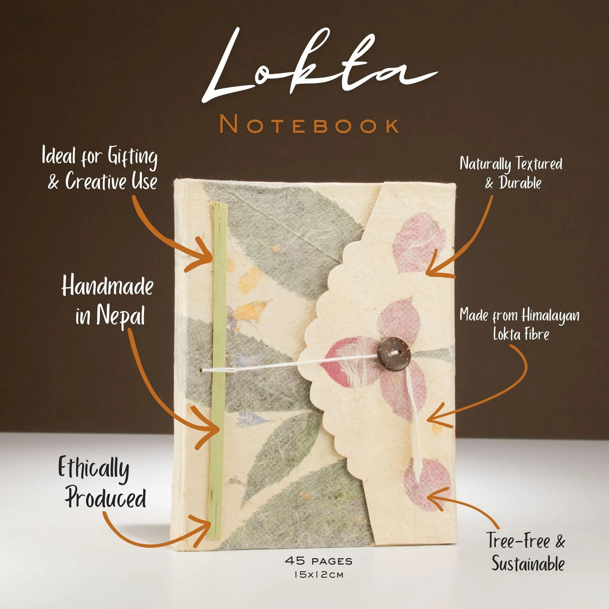 Lokta Bougainvillea Notebook  Medium (15x12cm)  45 Leaves