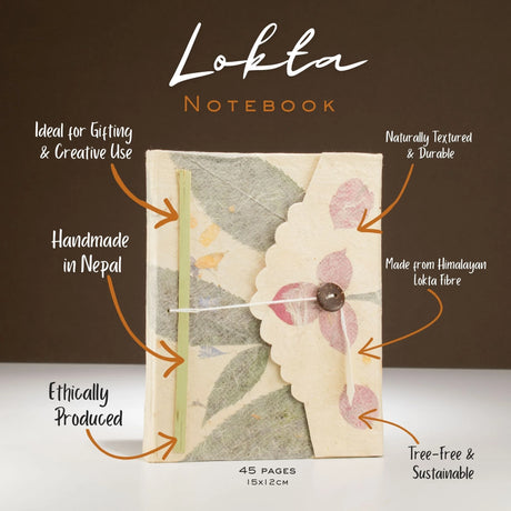 Lokta Bougainvillea Notebook  Medium (15x12cm)  45 Leaves