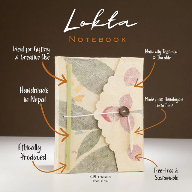 Lokta Bougainvillea Notebook  Medium (15x12cm)  45 Leaves