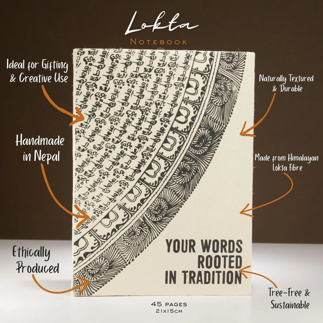 Lokta Inspiration Notebook  Your Words  Large (21x15cm)  45 Leaves  Includes Bookmark