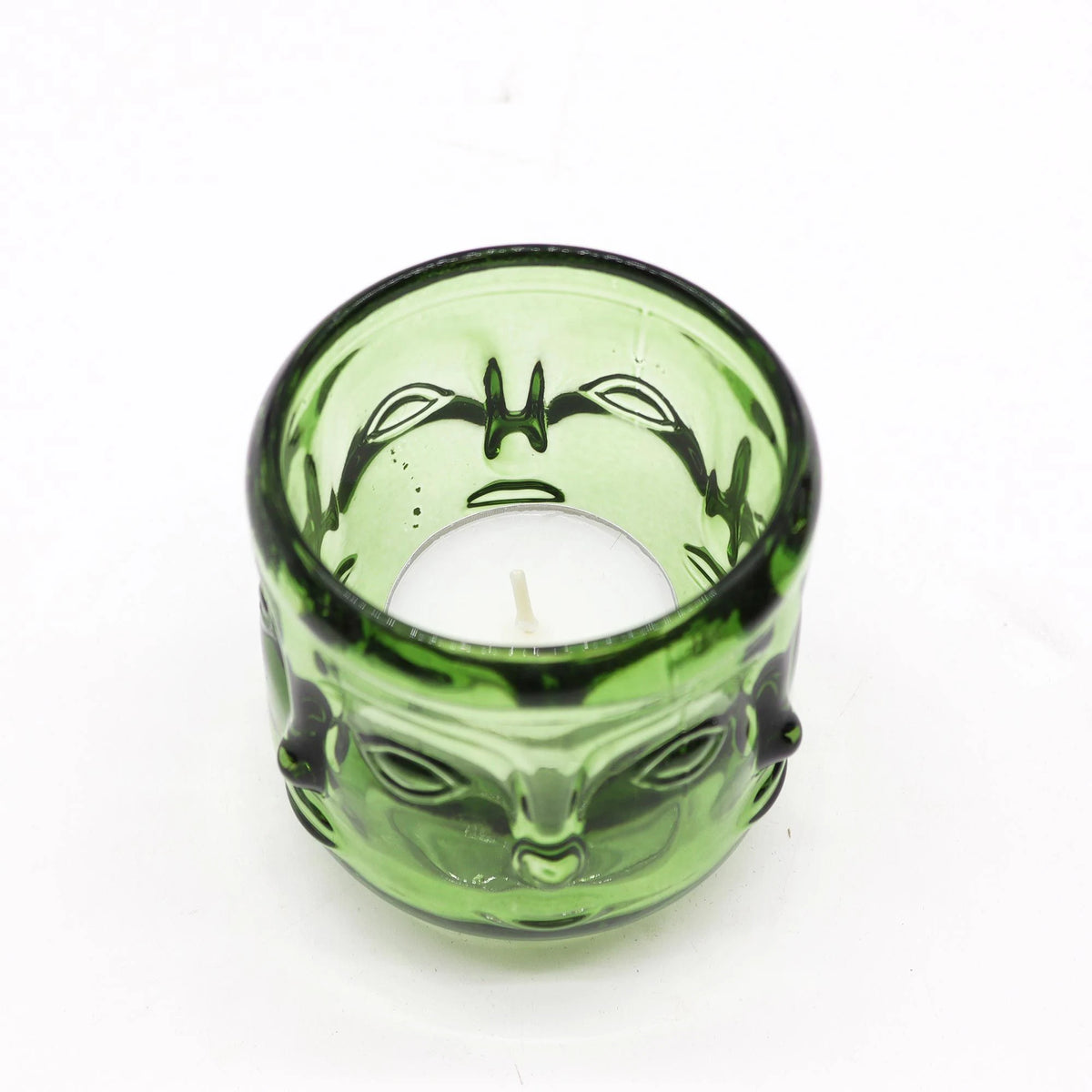 Buddha Faces Candle Jar - Garden Jade