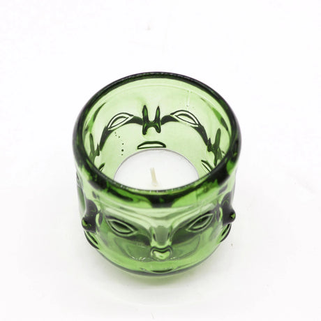 Buddha Faces Candle Jar - Garden Jade