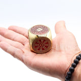 Feng Shui Fortune - Red & Brass Prosperity Cube - Flat