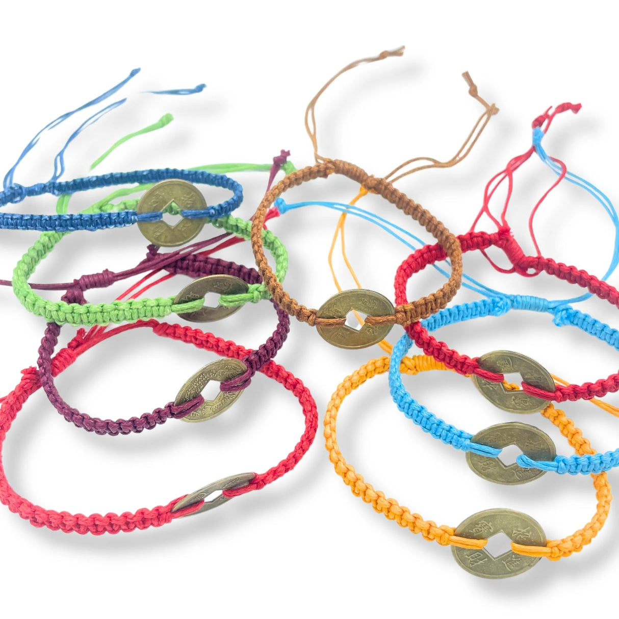 Handmade Friendship Bracelets - Lucky Friends Feng Shui Coin (asst)