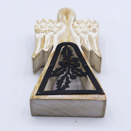 Mango Wood Angel - Whitewash with Iron Decor Cut Out