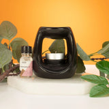 Ceramic Zen Oil Burner - Large Oval Pebble  - Matt Black