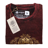 Nomad Sari Stonewashed Cotton T-Shirt  Hamsa  Maroon  Small