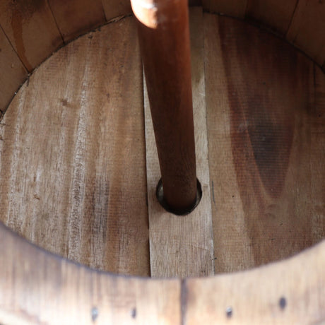 Beer Barrel Table & Parasol Stand  Natural Wood 60 x 48.5 cm
