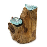 Molton Glass Candle Double Holder on Wood