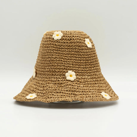 Nomad Sari Floppy Straw Sun Hat - Coffee & Daisies
