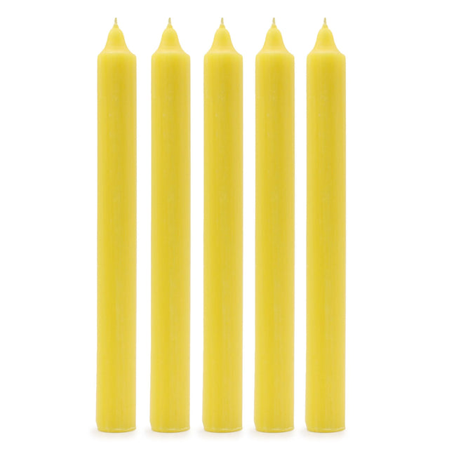 Solid Colour Dinner Candles - Rustic Lemon - Pack of 5