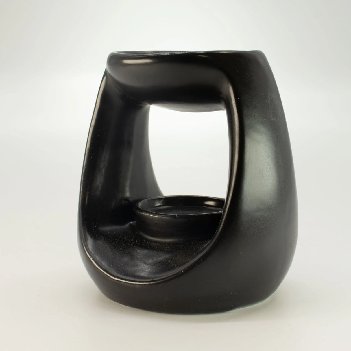 Ceramic Zen Oil Burner - Large Oval Pebble  - Matt Black