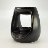 Ceramic Zen Oil Burner - Large Oval Pebble  - Matt Black