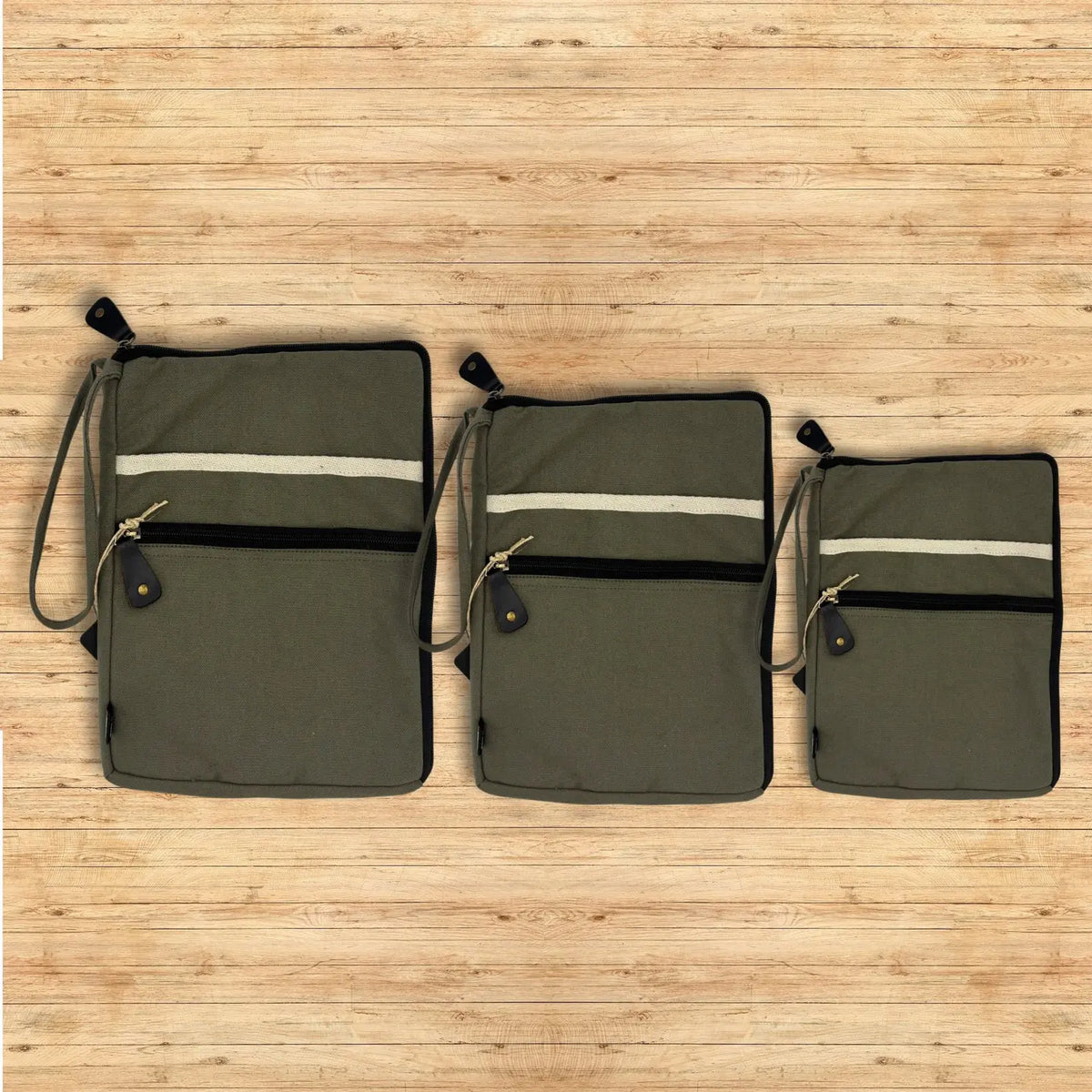 Canvas Large Laptop Pouch - Olive