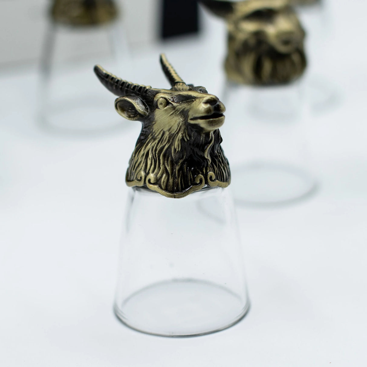 Gift Set of 12 Bottom Up Shot Glasses (25ml) - Forest & Mystical Creatures - Antique Bronze