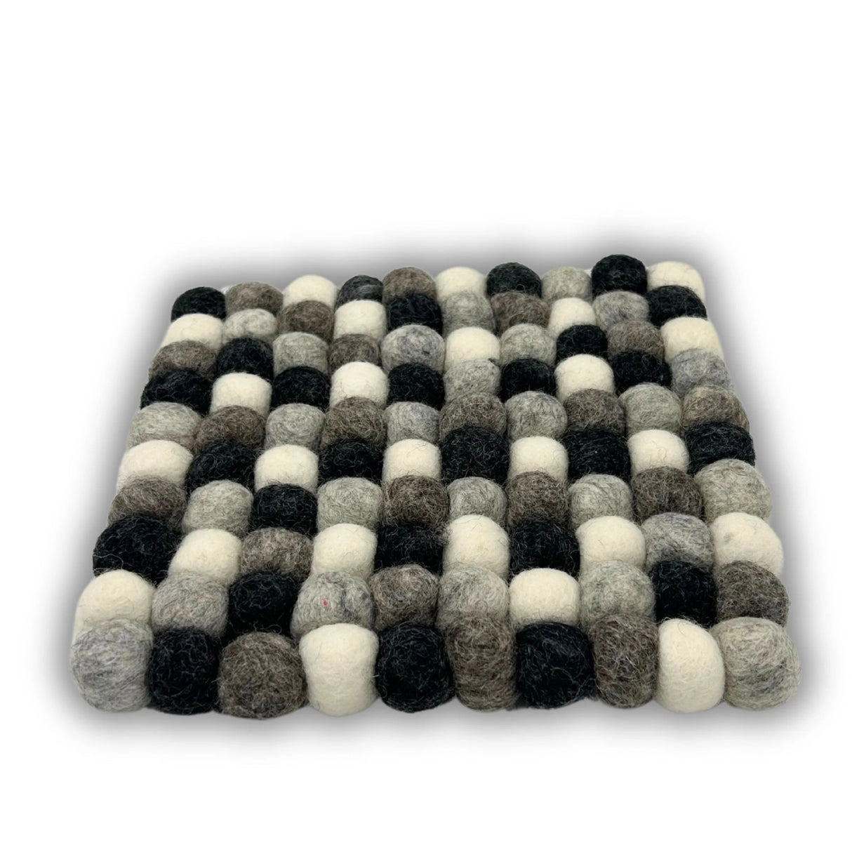 Felt Ball Square Placemat -Multi  Grey Colour
