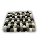 Felt Ball Square Placemat -Multi  Grey Colour