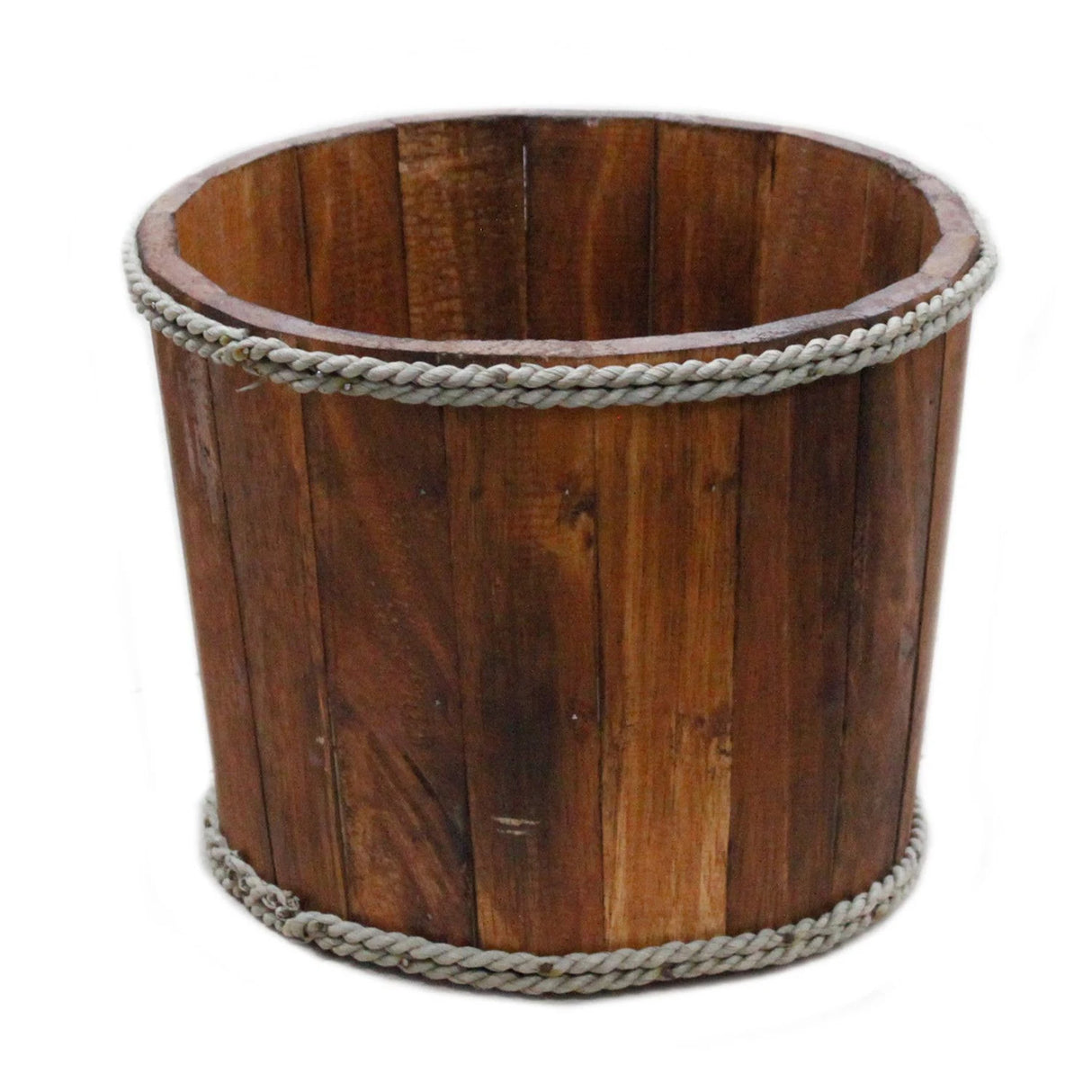 Small Wooden Storage Tub  Brown