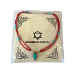 Nepalese Extra Fine Two Line Necklace - Pink & Turquoise Pendant